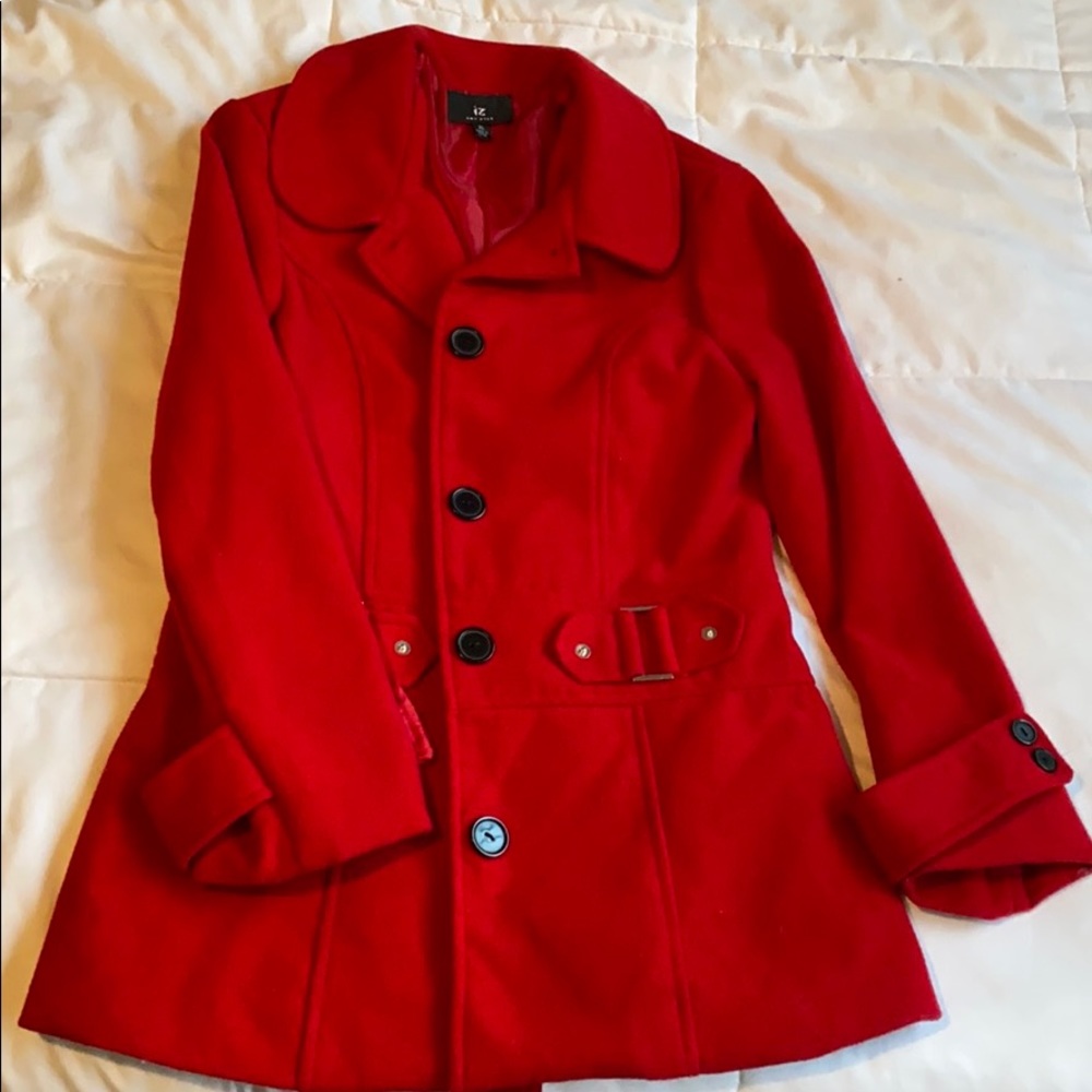 Candy apple red pea coat